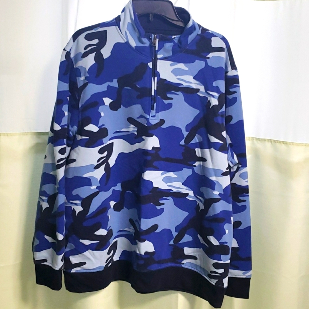 Men's XL Blue and Black Club Room Quarter Zip in Good Used Condition